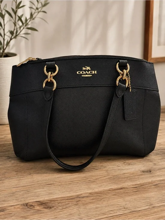 Coach Mini Brooke Carryall Black Crossgrain Leather Gold Hardware