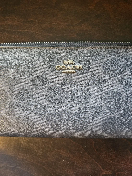 COACH Women's Signature Zip Wallet - Navy