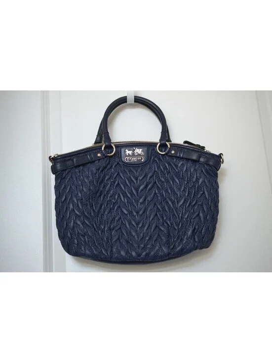 Coach Madison Sophia 18637 70th Anniversary Navy Quilted Chevron Satchel Bag