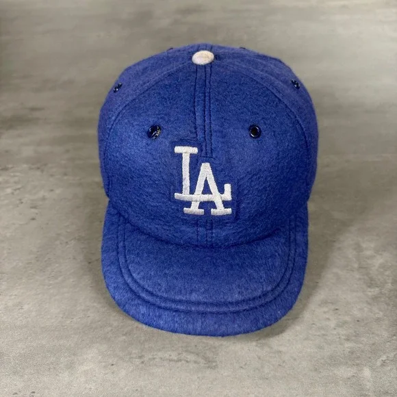 Vintage 70s‎ Annco LA Dodgers Hat MLB Baseball Cap Blue Wool Rayon Stretch Kids