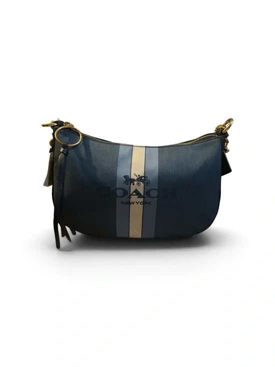 Coach Navy Stripe Leather and denim Bag