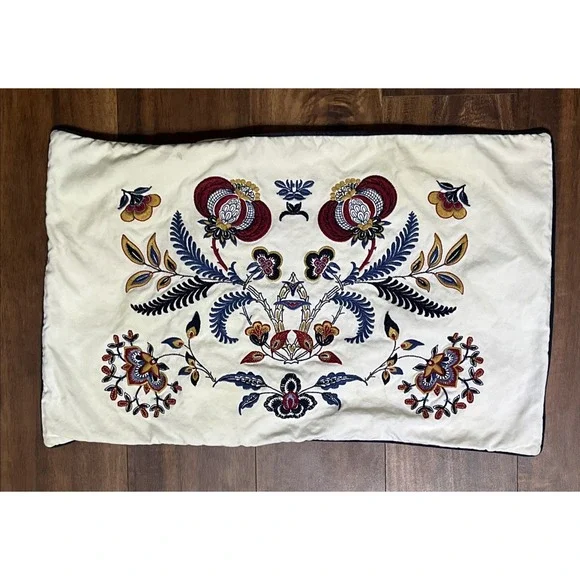Vintage IKEA Alvine Floral 4 Button Pillow Cover Sweden Emboidered 16 x 24