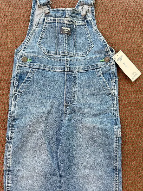NWT OshKosh B'gosh 2T Denim Bib Overalls Medium Wash Adjustable Straps Unisex