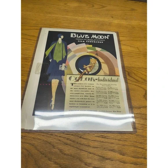 1929‎ FASHION WOMEN BLUE MOON STOCKING HOSIERY LARGMAN TENGGREN ART DECO AD WW91