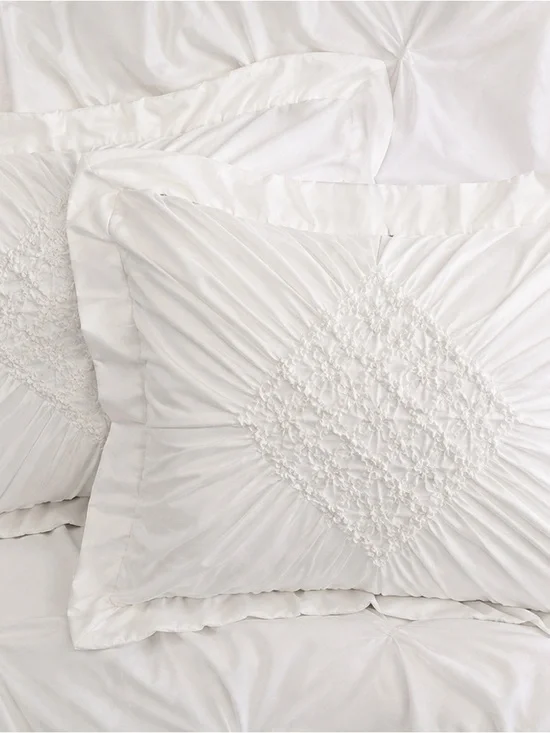 Christian Siriano Georgia Rouched King Pillow Shams White Set of 2
