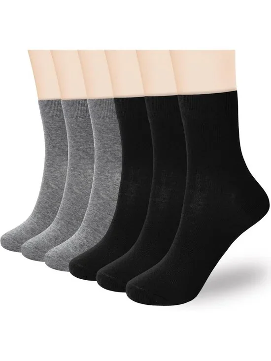 🧦Women's Dark Grey Black 6 Pairs Thin Above Ankle Socks Cotton Crew Socks