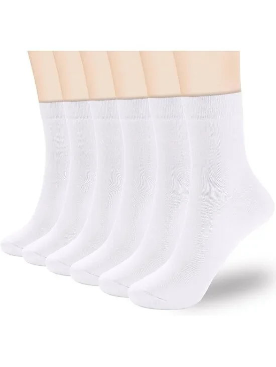 🧦Women's All White 6 Pairs Thin Above Ankle Socks Cotton Crew Socks