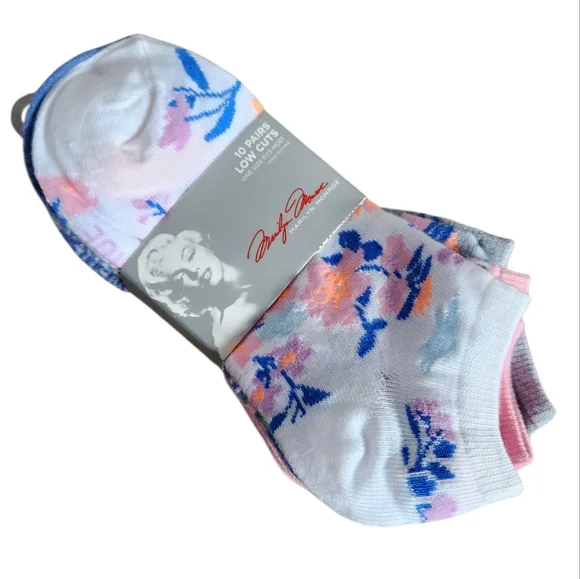 Marilyn Monroe Black & White Casual Low Cut No Show Womens Ankle Socks Ten Pairs