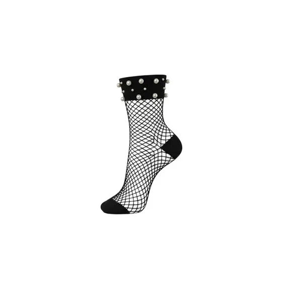 Claire's Fishnet Socks Womens OS Black New Pearl Embellished Ankle Socks