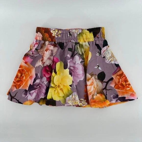 Molo Girls Purple Floral Organic Cotton Skirt 2S23D119 Size 2-3 NEW
