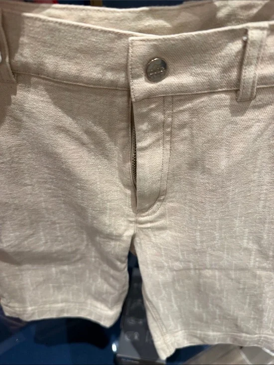 Dior Kids Authentic Cream DIOR Logo Jean Shorts