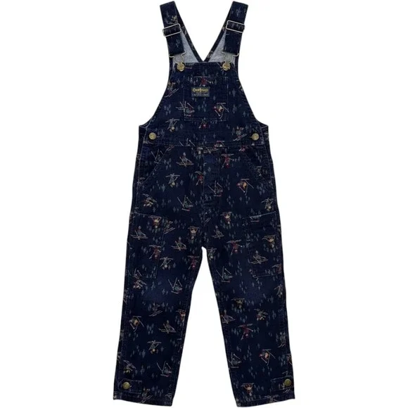 Vtg 80s Oshkosh Bgosh corduroy overalls 5 print ski winter print USA Paper tag