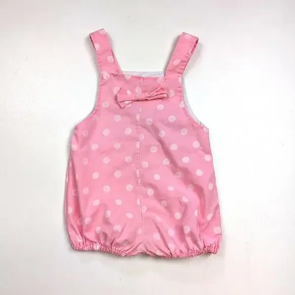 Vintage Color Kids Romper Baby Girls Sz 18m Pink Polka Dot Bubble Summer Casual