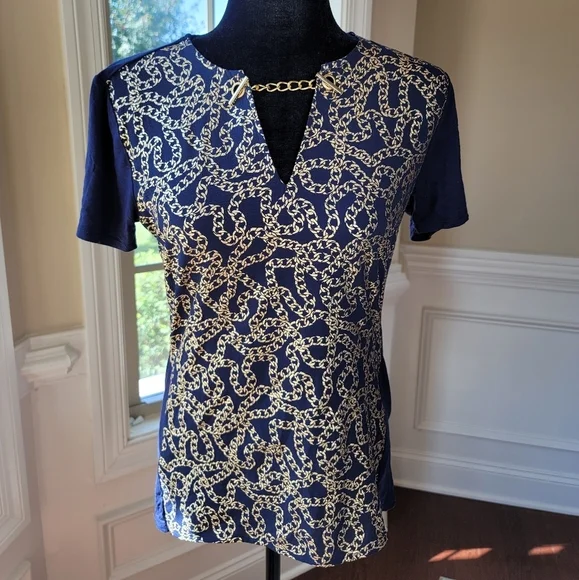 Michael Kors short sleeve chain‎ link top