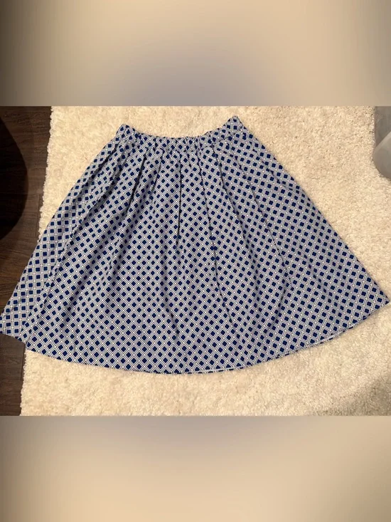 Michael Kors Blue & White Geometric Circle Skirt