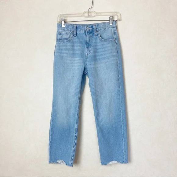 Old Navy High Rise Slouchy Straight Leg Light Blue Jeans Girl Size 10
