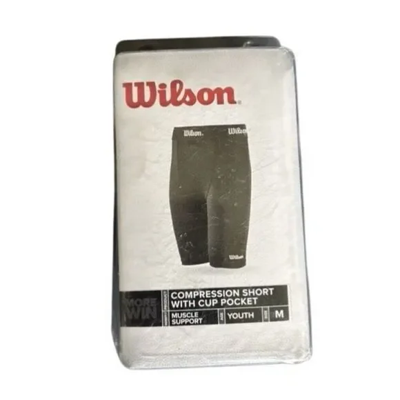 Wilson Size Youth Medium Black Compression Short With Cup Pocket *New*