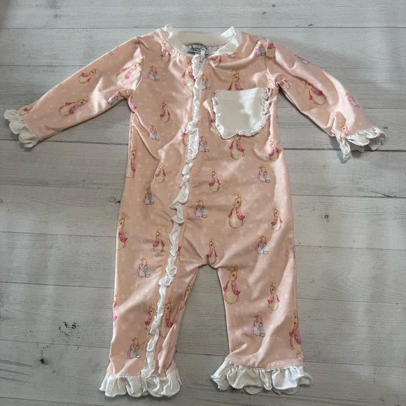 Saving‎ Grace and smocks baby girls Peter rabbit one piece romper 12 months