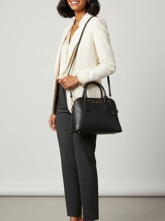 Kate Spade Black Leather Satchel/Crossbody with Gold Hardware