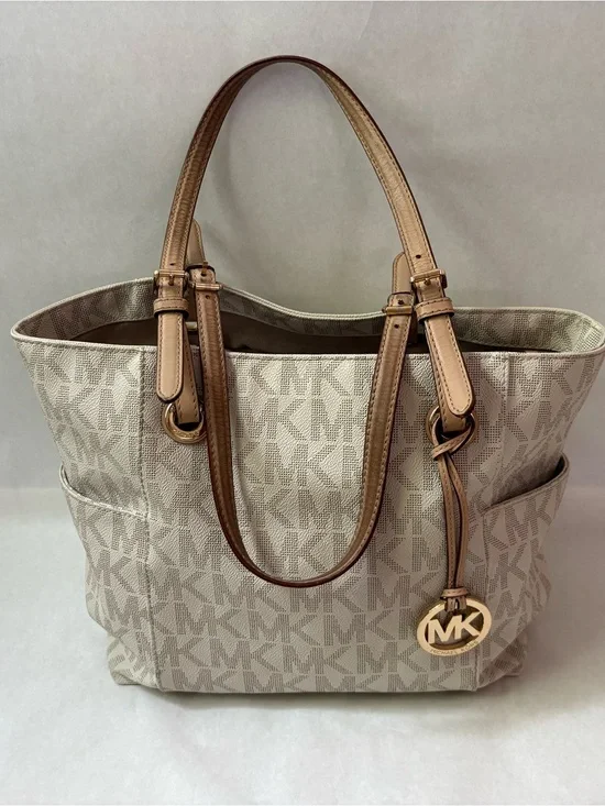 Michael Kors Beige Logo Canvas Bag