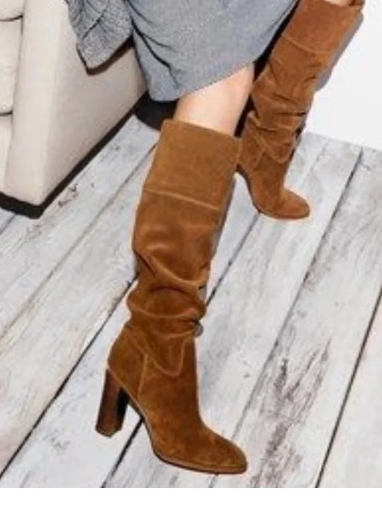 Michael Kors Regina brown suede slouch or over the knee tall boots