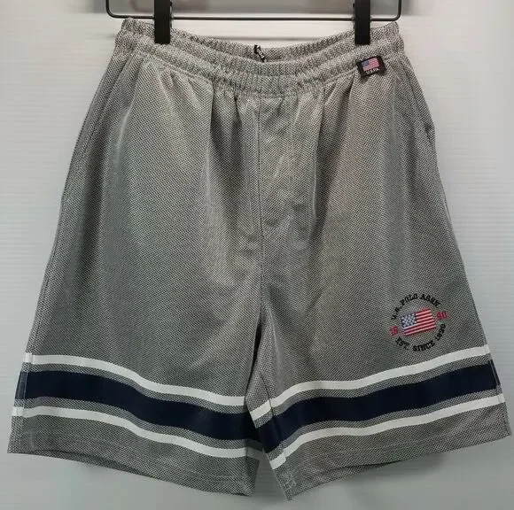 a3)Vintage Kid USPA US Polo Association Mesh Shorts Gray Large 16/18 Polyester