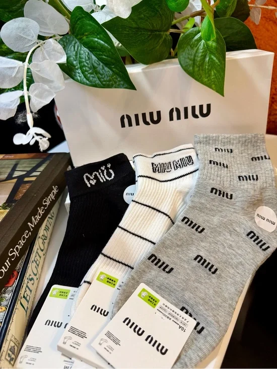 MIU MIU Casual Crew Socks Pack of 3