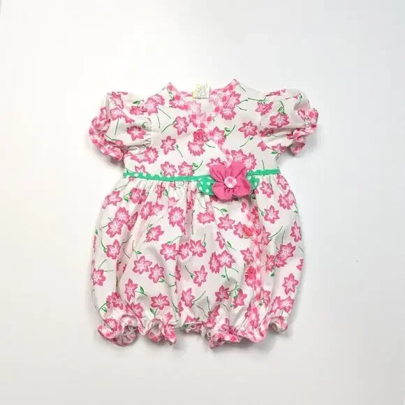 Vintage Floral Bubble Romper Sz 6-9m