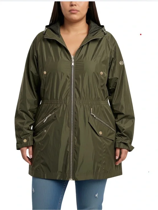 Michael Kors Women’s Hooded Lightweight Olive Green Parka / Anorak Rain Jacket