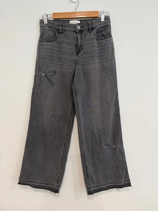 Abercrombie Kids High Rise Ultra Wide Leg Jeans 15/16 Gray Bow Pearl