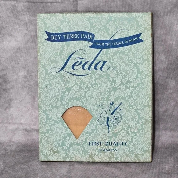 Leda Stockings 400 Needle 15 Denier Seamless Mesh All Nylon 3 Pair Shell‎