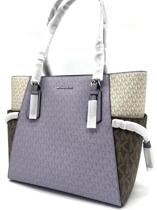 Michael Kors Voyager Large Color-Block Signature Logo Tote Bag - Lilac