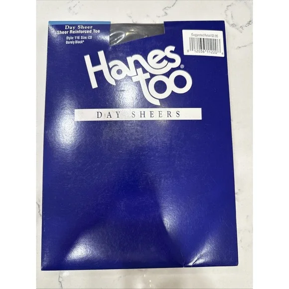 Hanes Too Day Sheers Pantyhose Style 116 size CD, Barely Black NEW
