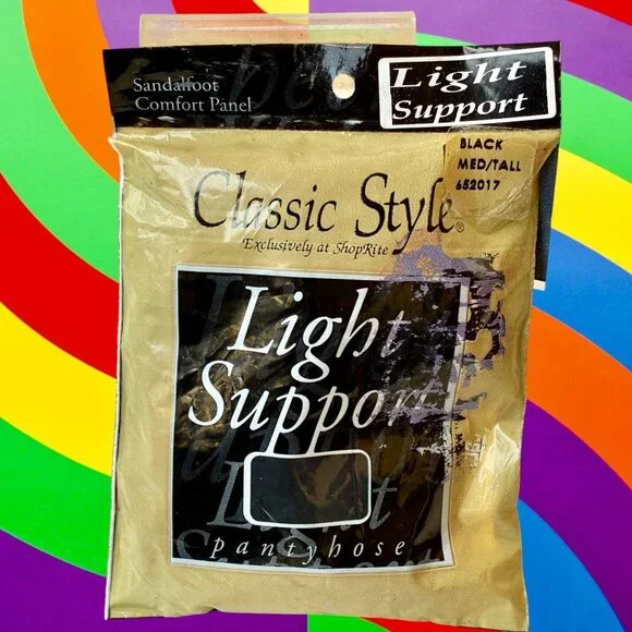 ShopRite Vtg Pantyhose Black Light Support Classic Style Medium / Tall