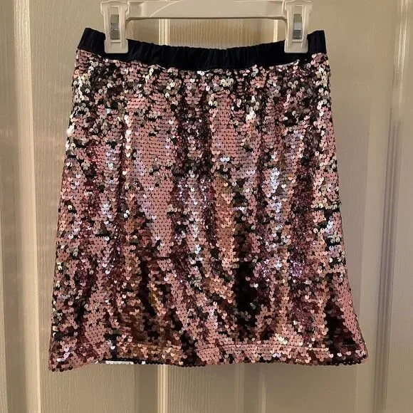 Oshkosh B'gosh Pink Silver Sequin Skirt Flippy Reversible Sequins Girls Size 12