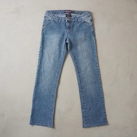 Vintage Bubblegum Jeans 16 Girls Blue Star Embroidery Pink Stitch Y2K Denim