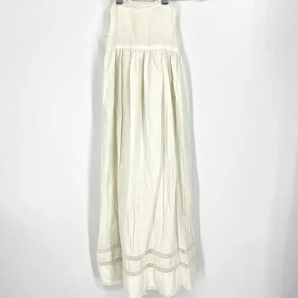 Vintage Hand Made Infant Doll Christening Baptism Gown Sleeveless Ecru