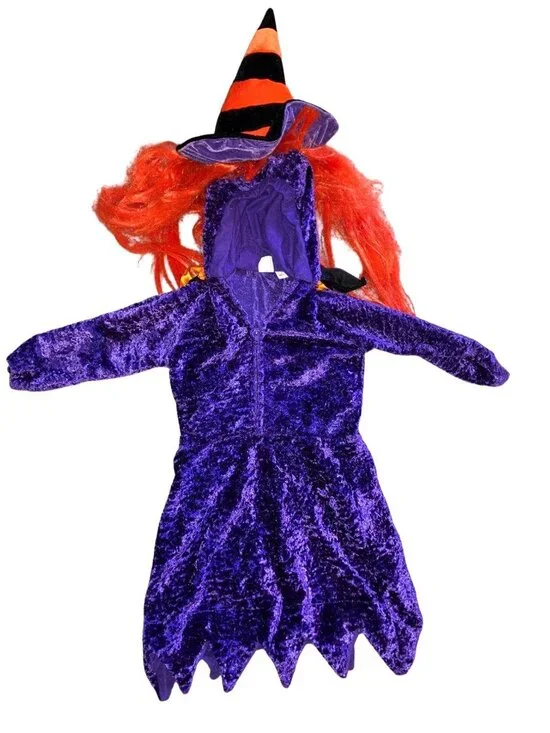 Toddler Witch Costume Chrisha Playful Plush Purple & Orange Halloween Outfit Age
