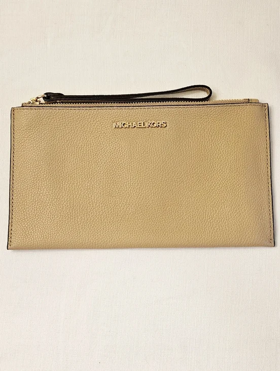 Michael Kors Beige Tan Leather Wristlet Clutch