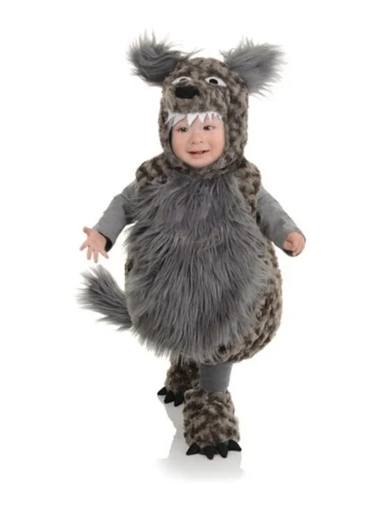 Belly Babies Plush Grey Wolf Toddler Halloween Costume - Large (2T-4T)