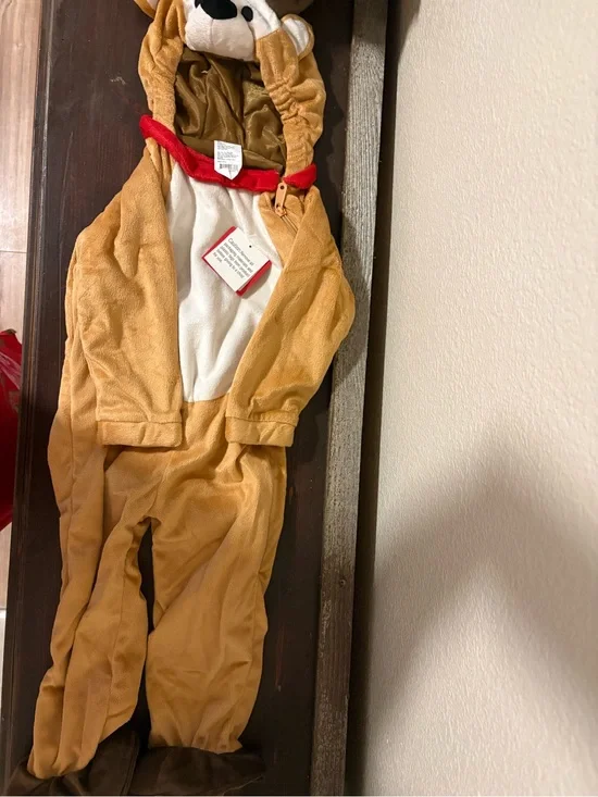 Kids Brown deer Plush Costume with Red Collar