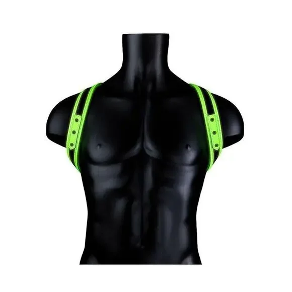 🦋B2G1🦋OUCH! Glow In The Dark NEON GREEN Bonded Leather Sling Harness | L/XL |