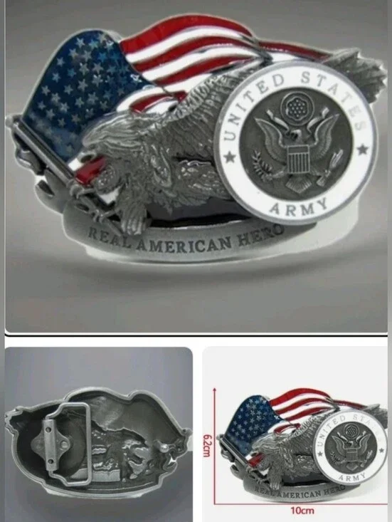 Unites States Army American Flag Eagle belt buckle Unisex