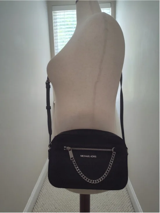 Women's Michael Kors Black Silver Crossbody Bag One Size