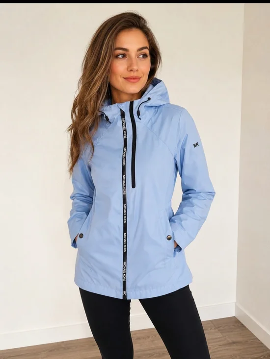 Michael Kors Light Blue Hooded Rain Jacket