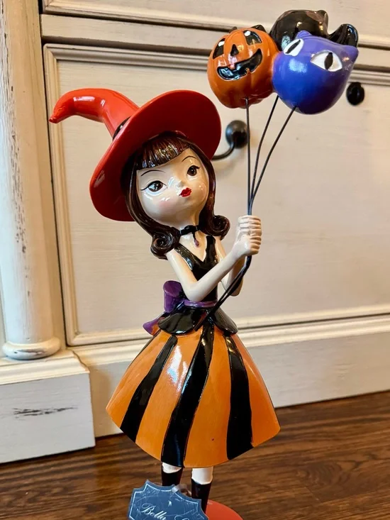 Viral Bella Lux Girl In Witch Costume Dress With Halloween Balloons
