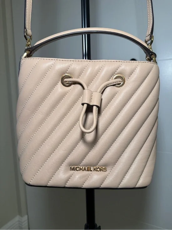 Michael Kors Blush Quilted Drawstring Crossbody Bag