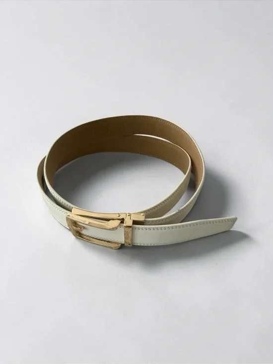 Tonywell Ratchet Gold Buckle White Leather Women's Belt - Designer Style 30”- 44