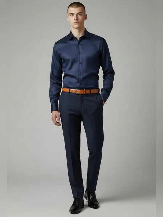 Vegan Leather Belt with Brushed Metal Buckle