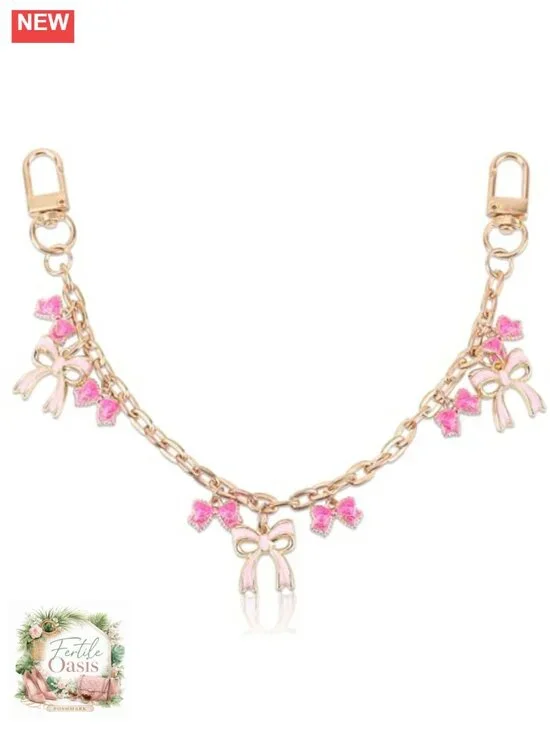 Pink Bow Chain Bag Charm Purse Charm Zinc Alloy Handbag Accessory